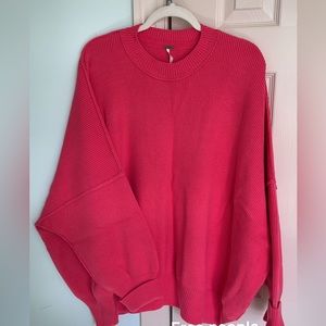 Pink Free People sweater, size Large (very oversized)!!